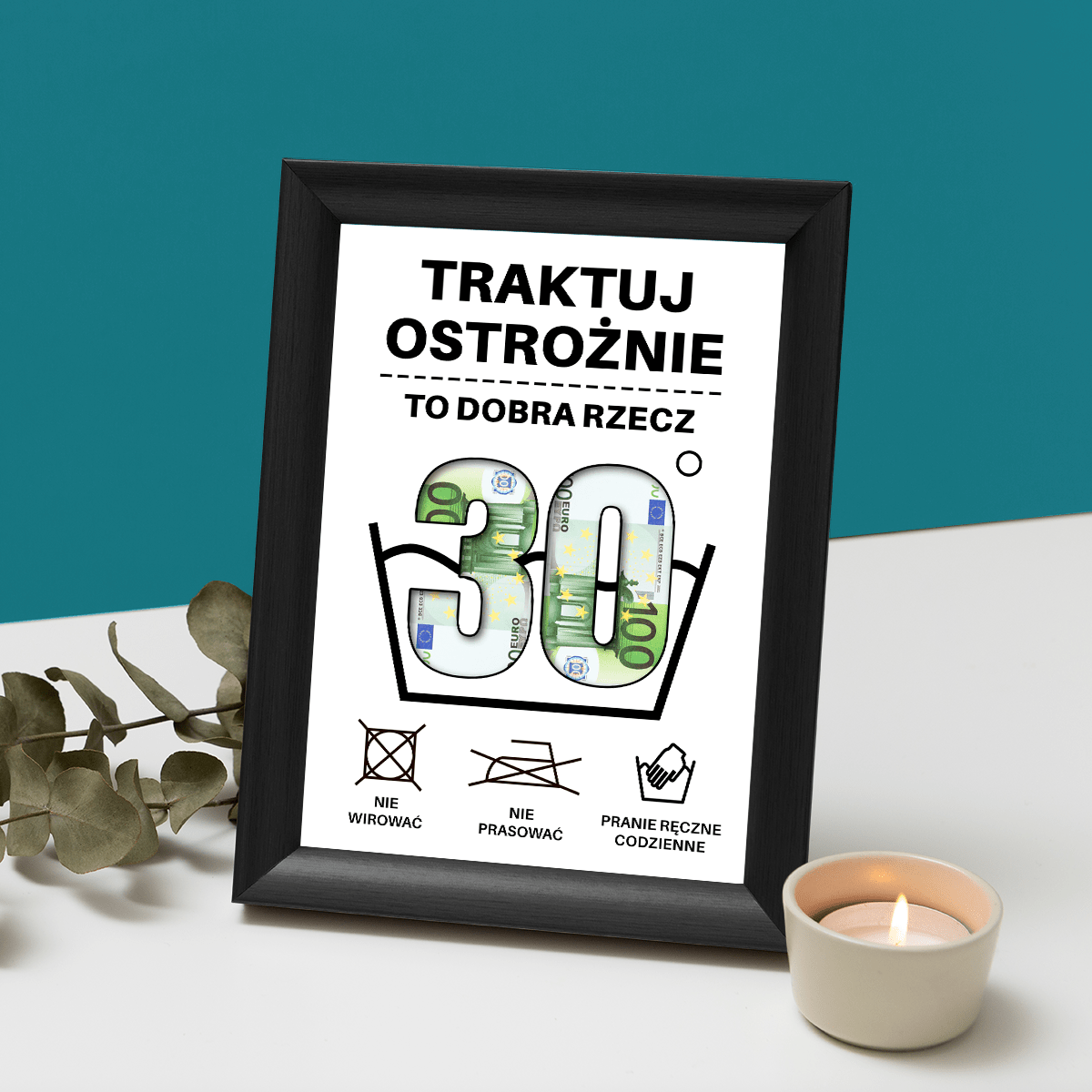 30 urodziny - Ramka na pieniądze, spersonalizowany prezent na urodziny - Adamell.pl