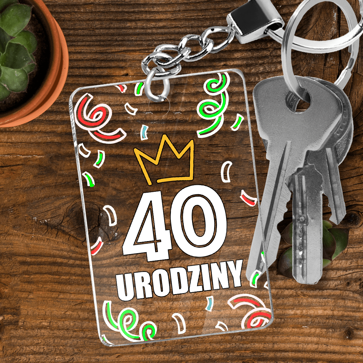 40 urodziny - brelok do kluczy, spersonalizowany prezent na urodziny - Adamell.pl