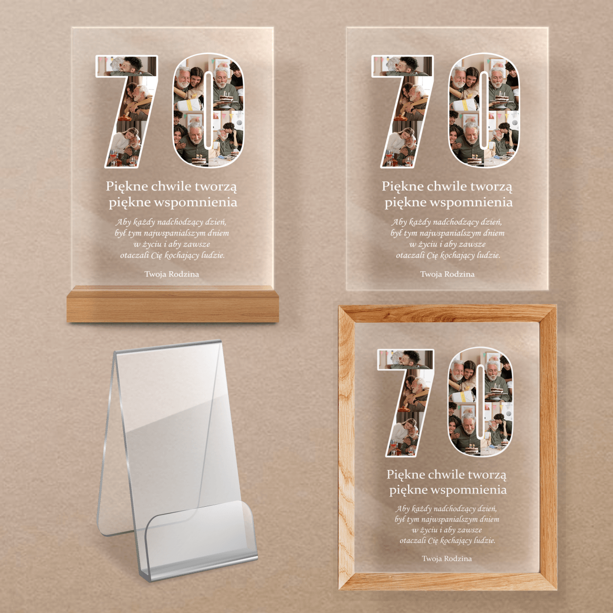 70. urodziny - Druk na szkle, spersonalizowany prezent - Adamell.pl