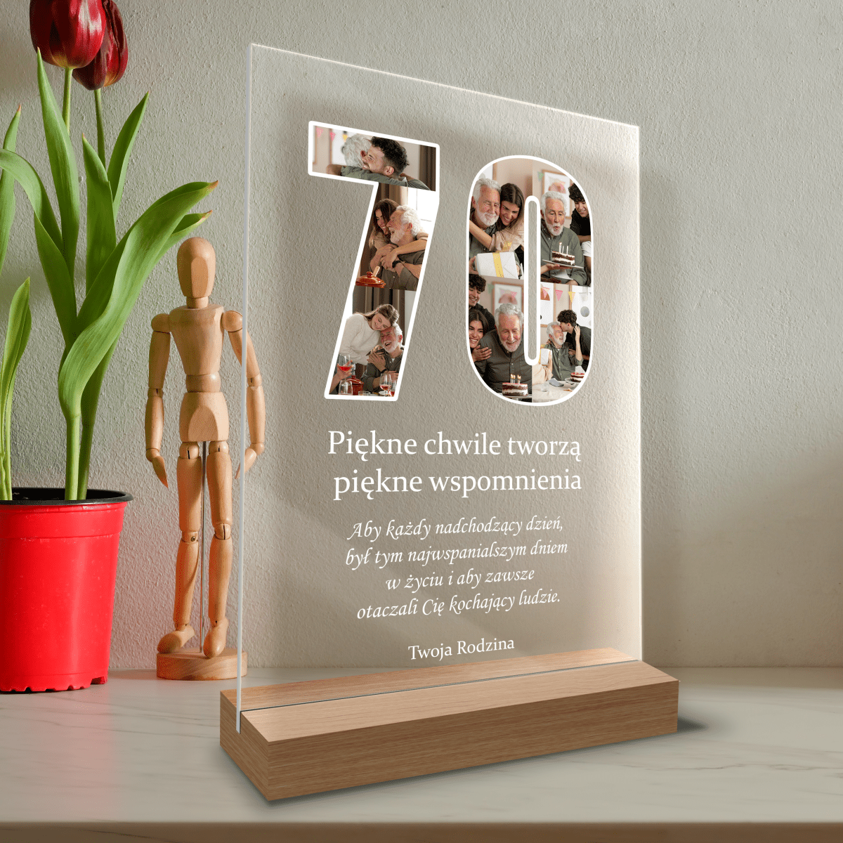 70. urodziny - Druk na szkle, spersonalizowany prezent - Adamell.pl