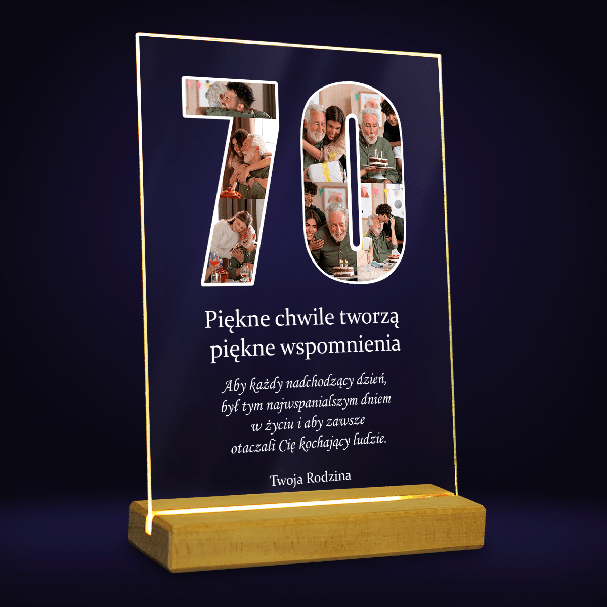 70. urodziny - Druk na szkle, spersonalizowany prezent - Adamell.pl