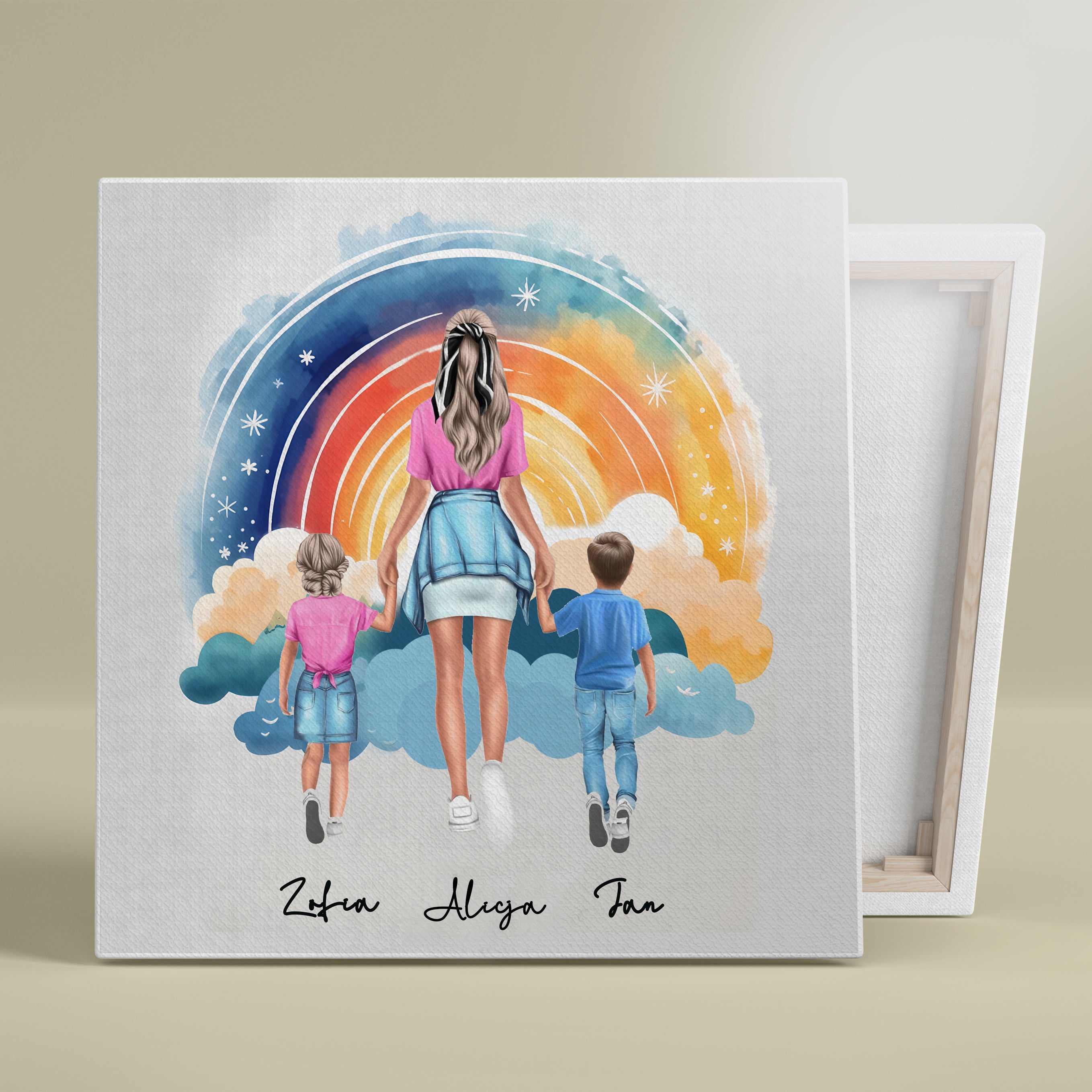 Nasza mamusia grafika + imiona - druk na płótnie, spersonalizowany prezent dla mamy