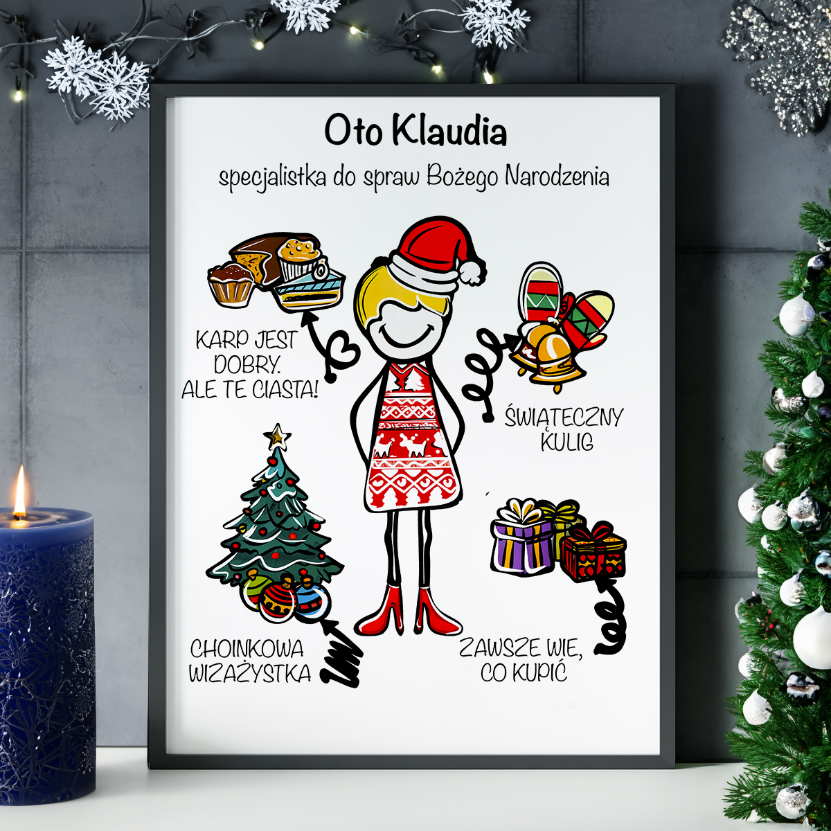 Świąteczna specjalistka - plakat, spersonalizowany prezent dla dziewczyny