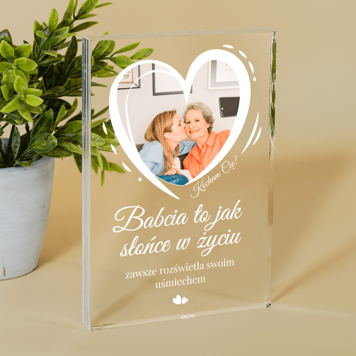 Babcia jak słońce - Druk na szkle, spersonalizowany prezent dla babci - Adamell.pl