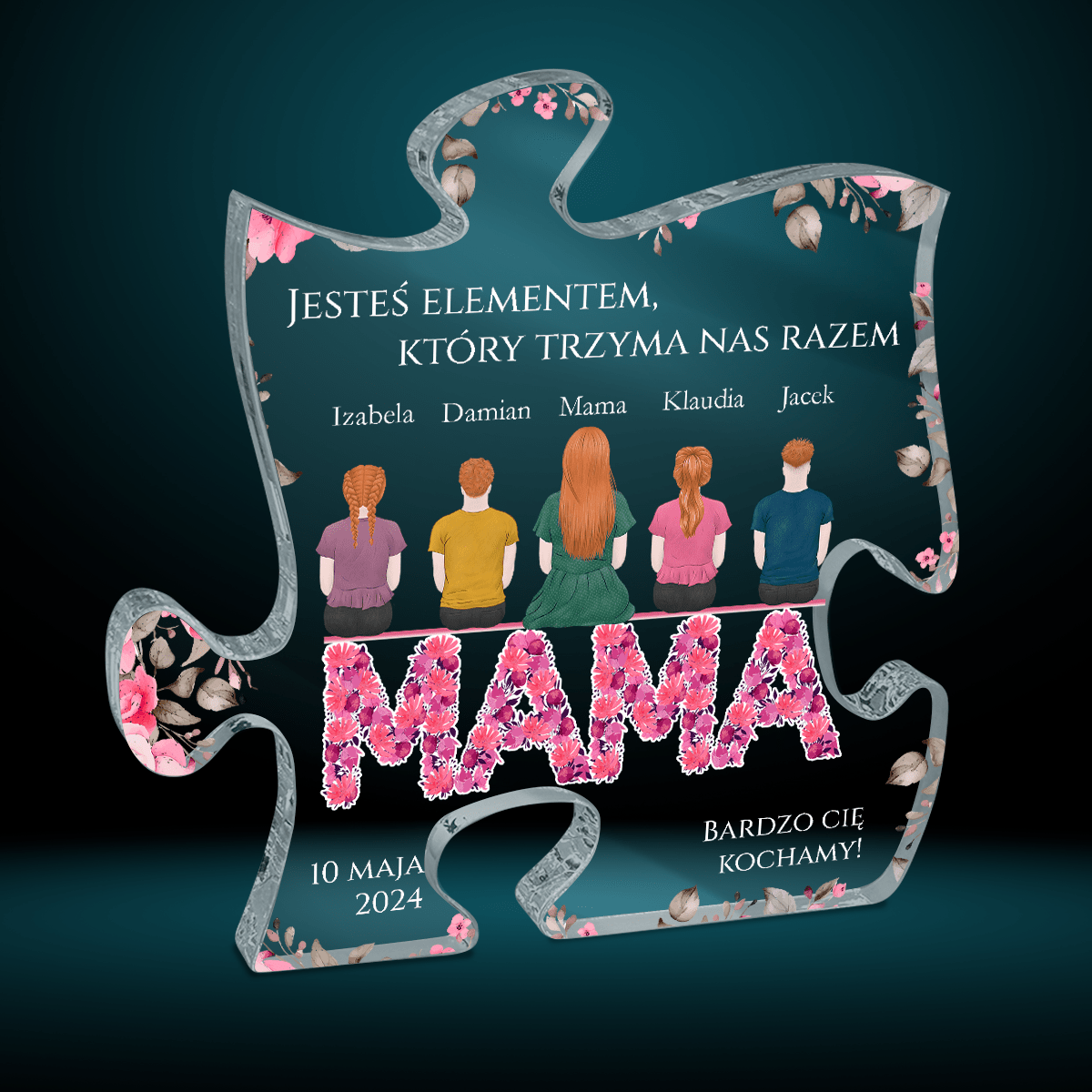 Bardzo Cię kochamy! - Druk na szkle - puzzel, spersonalizowany prezent dla mamy - Adamell.pl