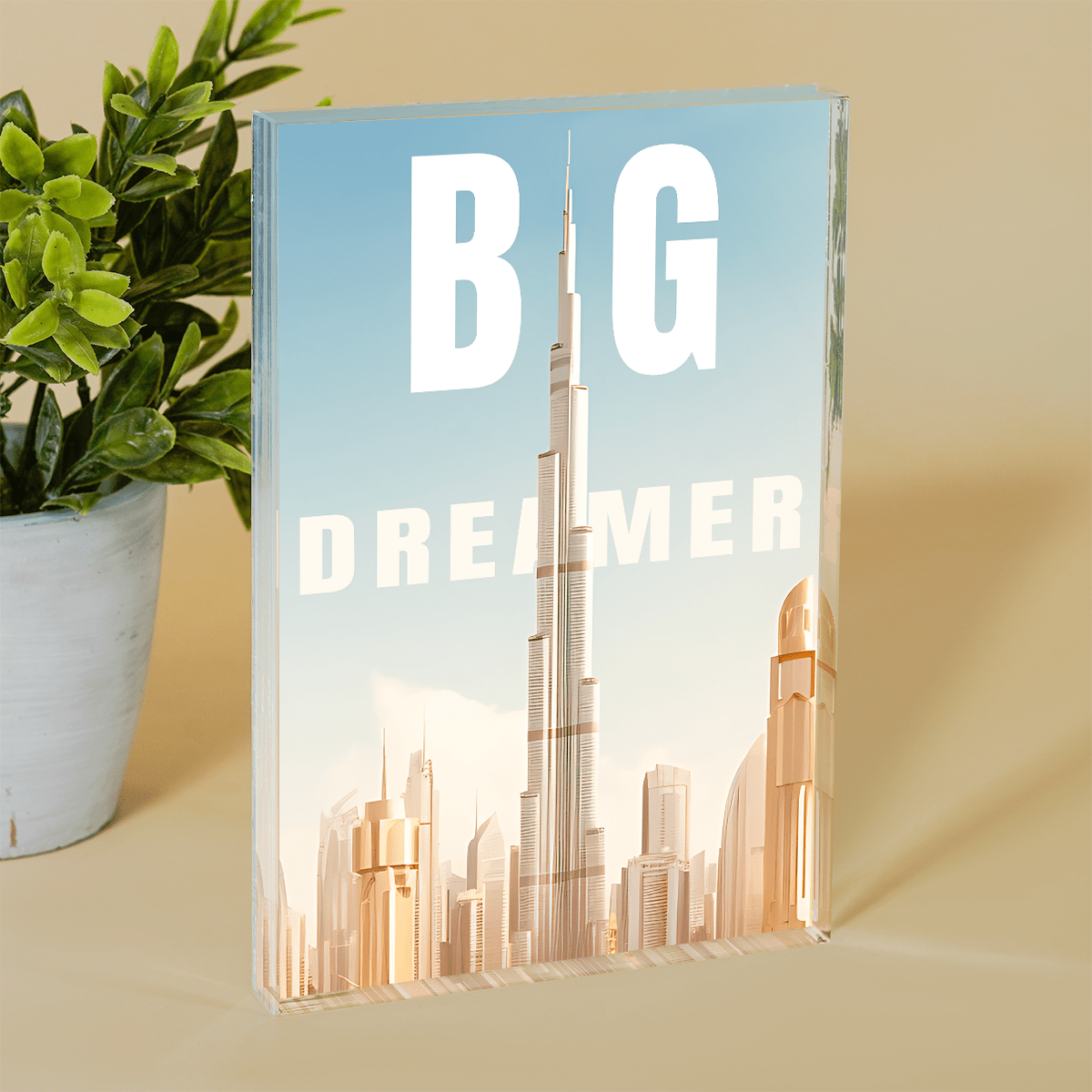 Big Dreamer widok - Druk na szkle, prezent dla niego - Adamell.pl