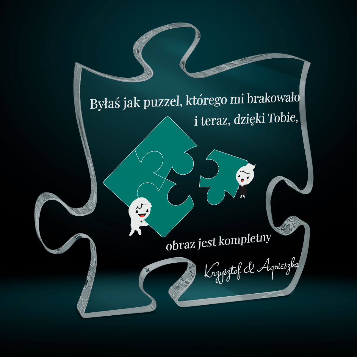 Brakujący puzzel - Druk na szkle - puzzel, spersonalizowany prezent dla niej - Adamell.pl