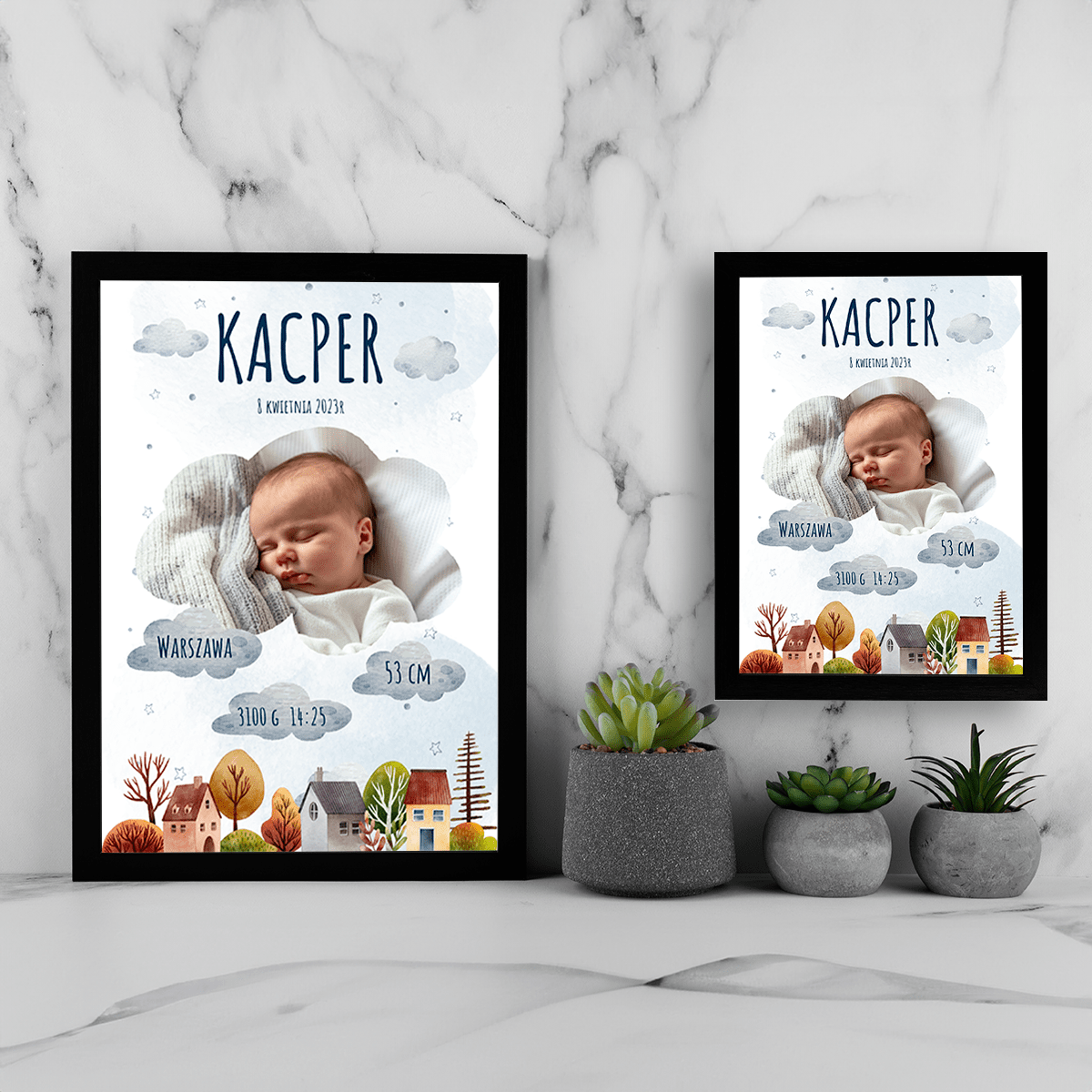 Chmurki - Druk na szkle, spersonalizowany prezent dla dziecka - Adamell.pl