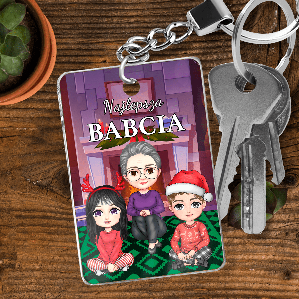 Clipart najlepsza babcia - brelok do kluczy, spersonalizowany prezent dla babci - Adamell.pl