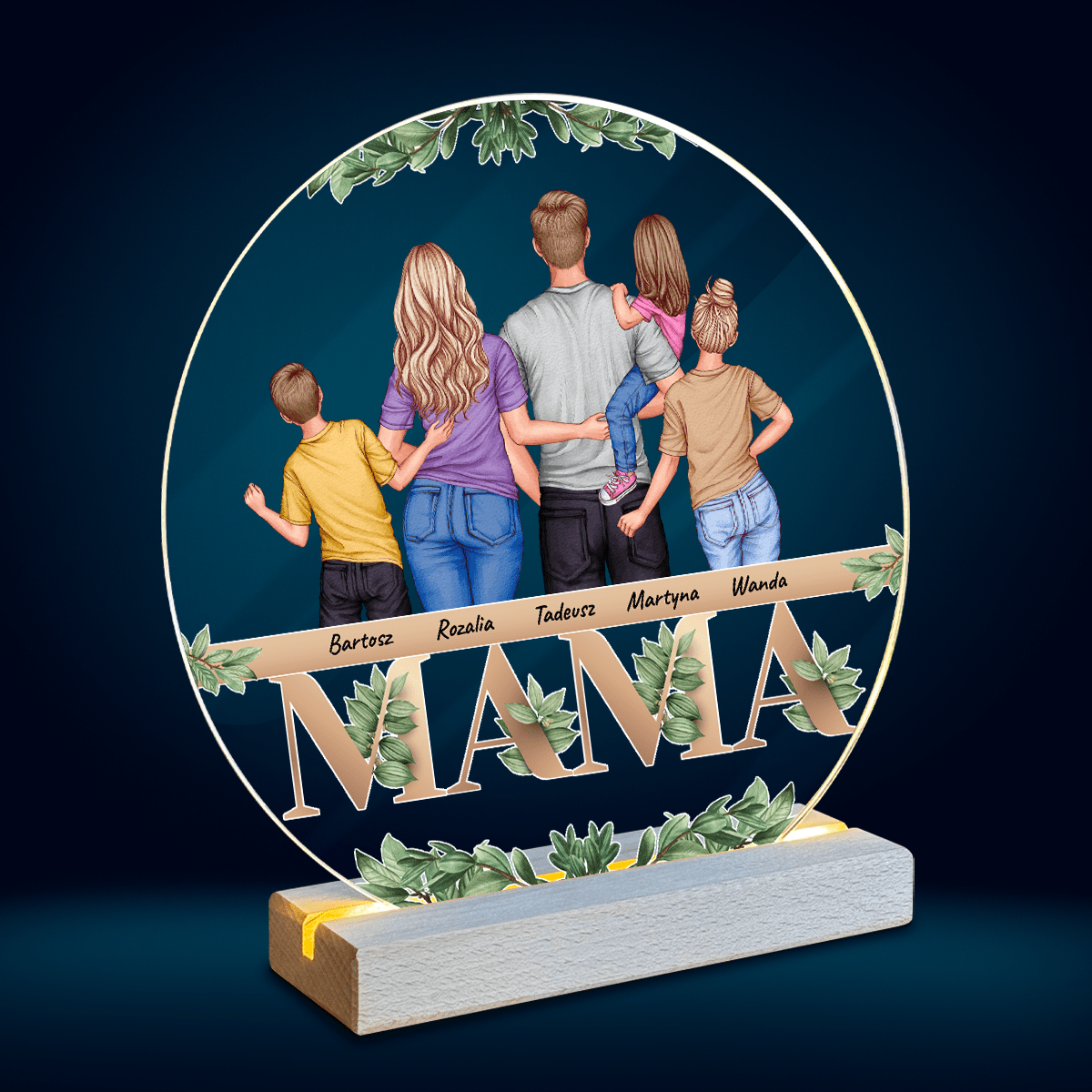 Clipart rodzina + napis MAMA - Druk na szkle, spersonalizowany prezent dla mamy - Adamell.pl