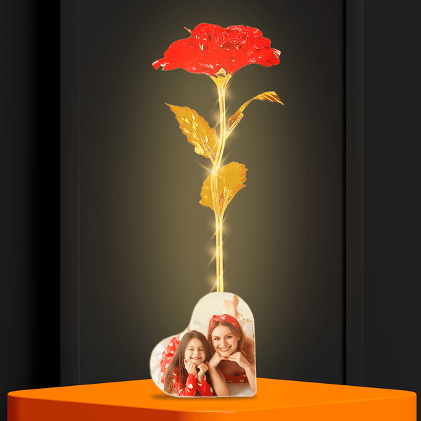 Czerwona róża wieczna LED ze spersonalizowanym nadrukiem DLA MOJEJ MAMY - Adamell.pl