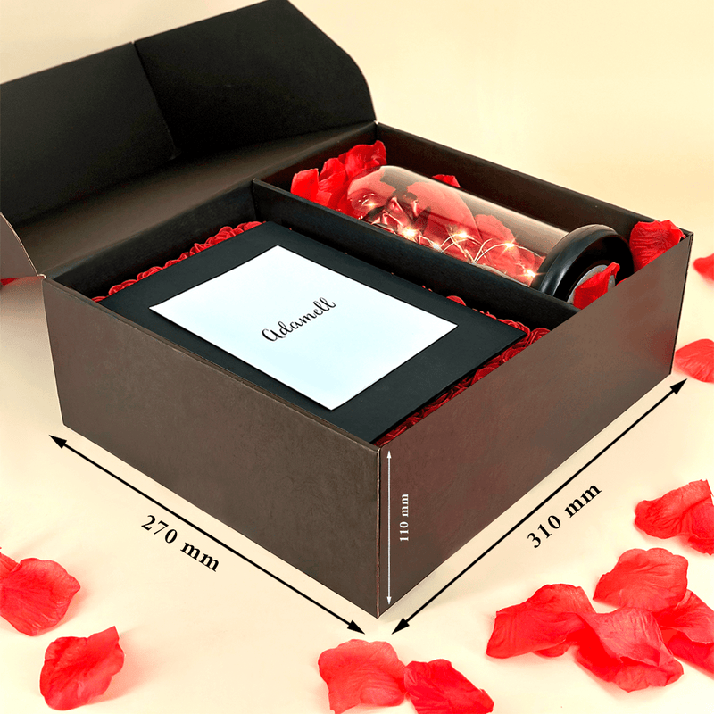 Czerwona wieczna róża + druk na szkle NASZA CIOCIA box 2 w 1 - zestaw prezentowy, spersonalizowany prezent dla cioci - Adamell.pl