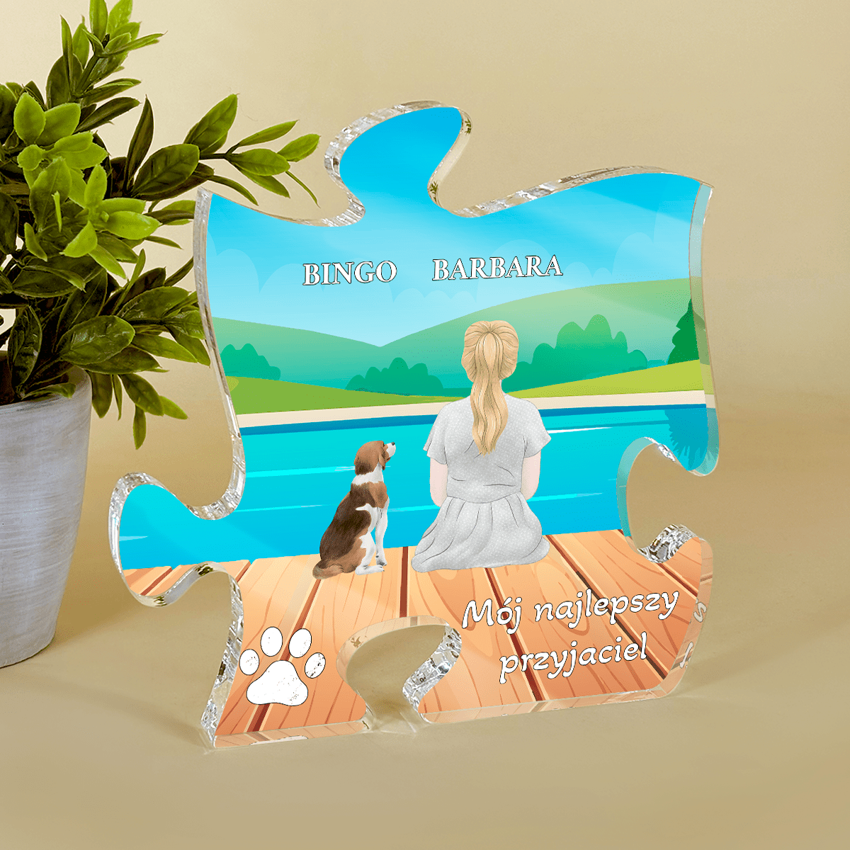 Człowiek i pies Clipart - Druk na szkle - puzzel, spersonalizowany prezent - Adamell.pl