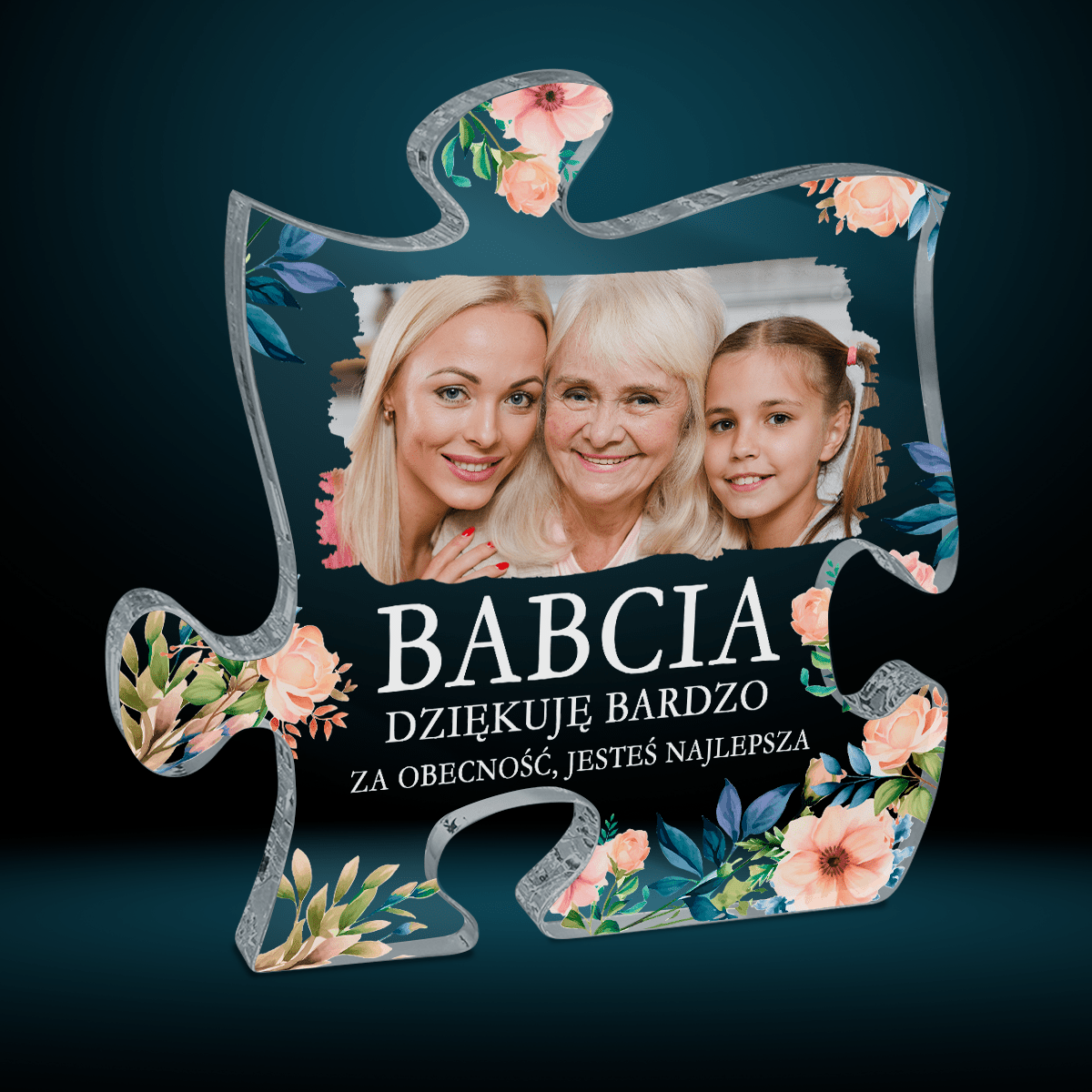 Dla wyjątkowej babci - Druk na szkle - puzzel, spersonalizowany prezent dla babci - Adamell.pl