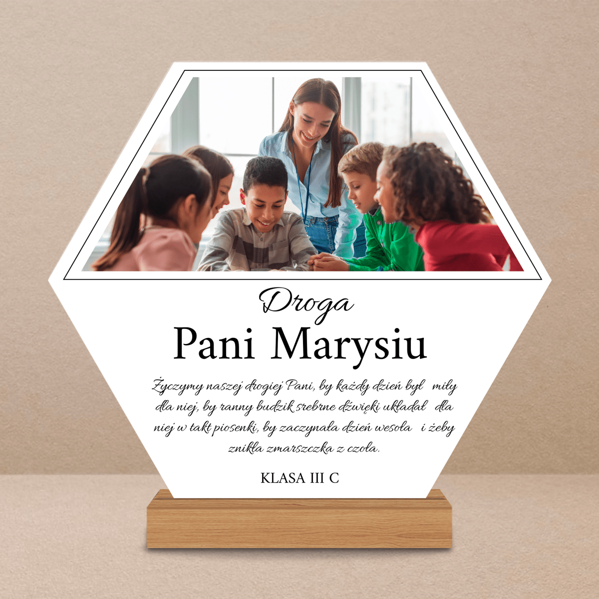 Droga Pani nauczycielko - Druk na szkle, spersonalizowany prezent dla nauczycielki - Adamell.pl