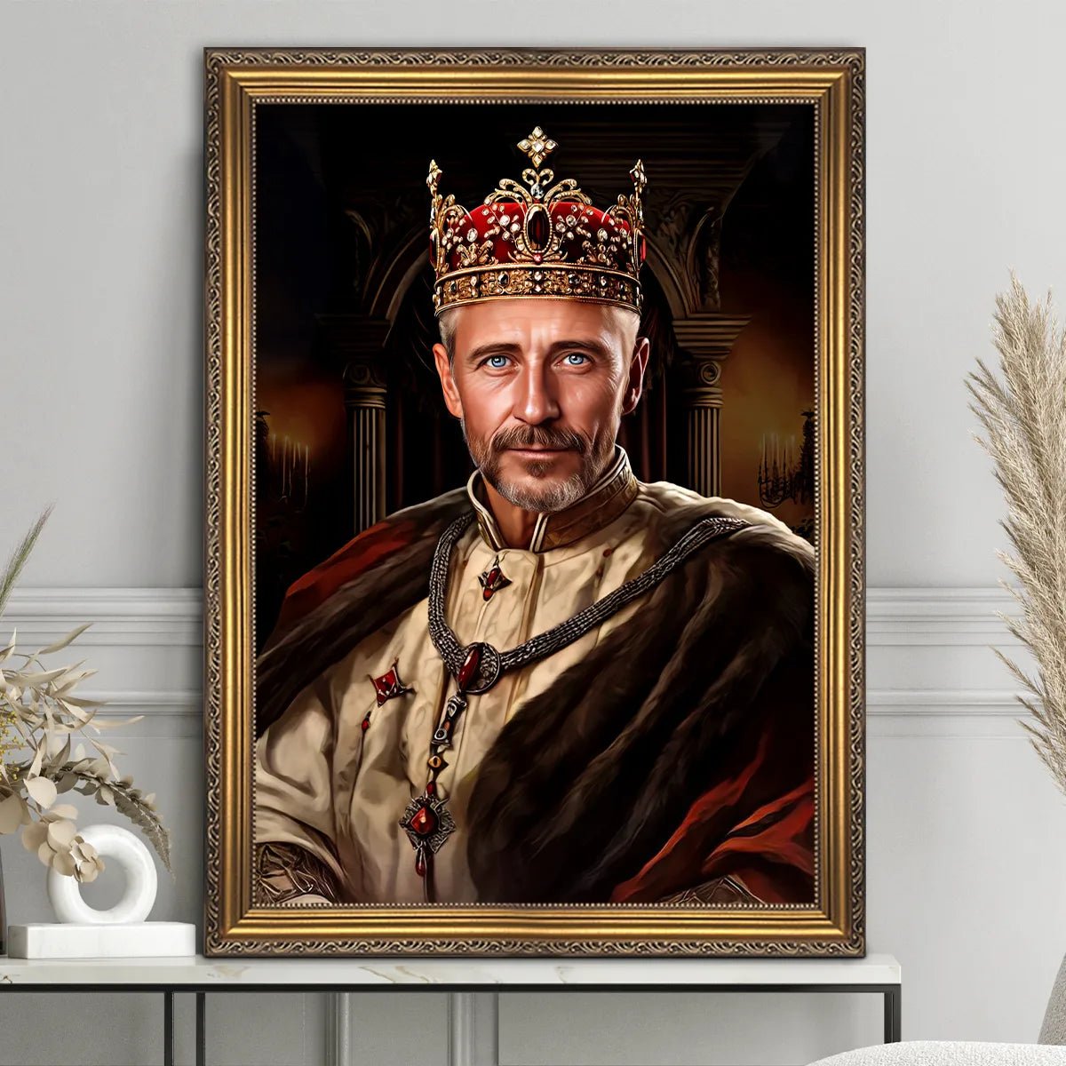 Dziadek król portret - druk na płótnie, spersonalizowany prezent dla dziadka - Adamell.pl