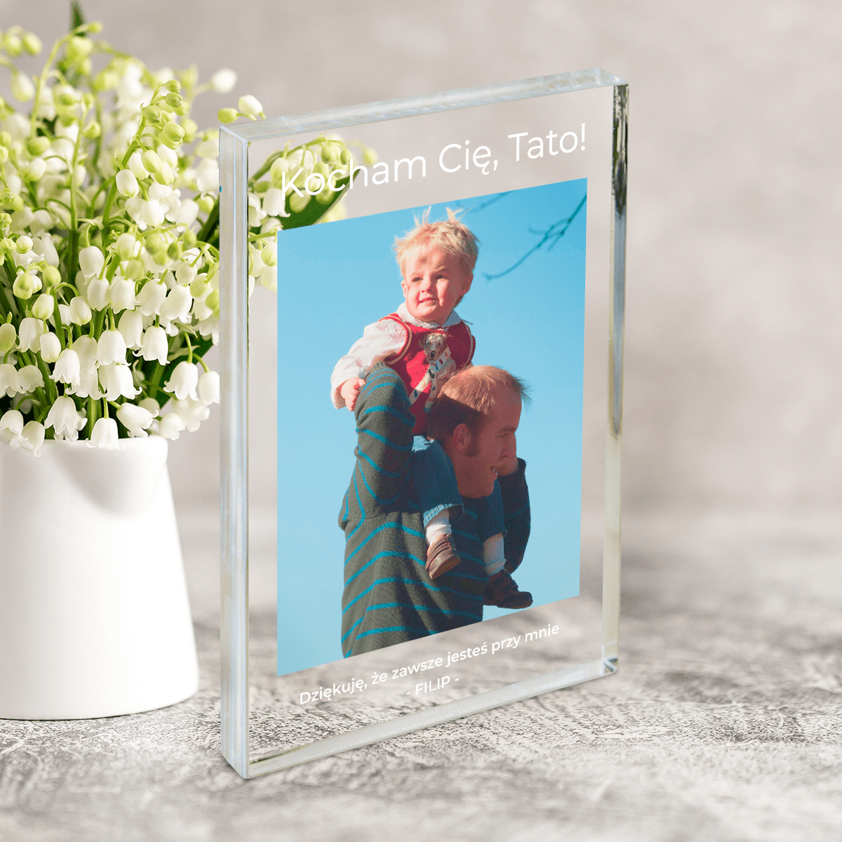 Dziękuję, że zawsze jesteś przy mnie - Druk na szkle, spersonalizowany prezent dla taty - Adamell.pl
