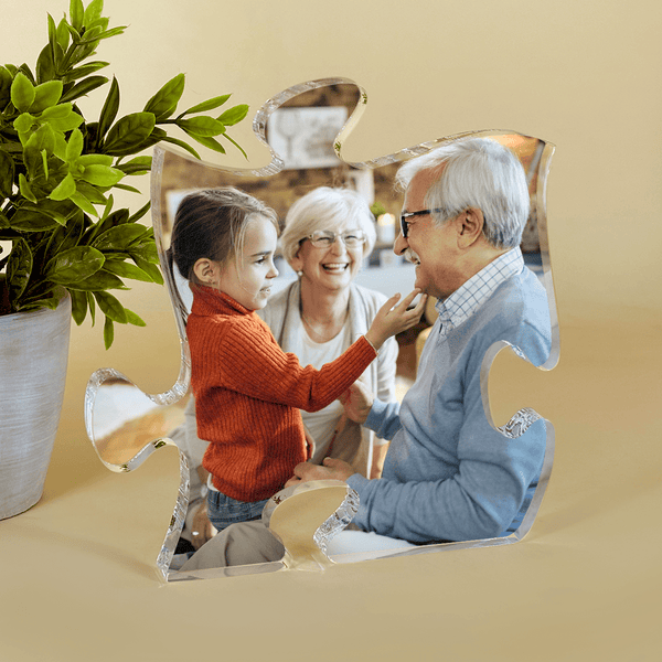 Fotografia z dziadkami - Druk na szkle - puzzel, spersonalizowany prezent dla dziadków - Adamell.pl