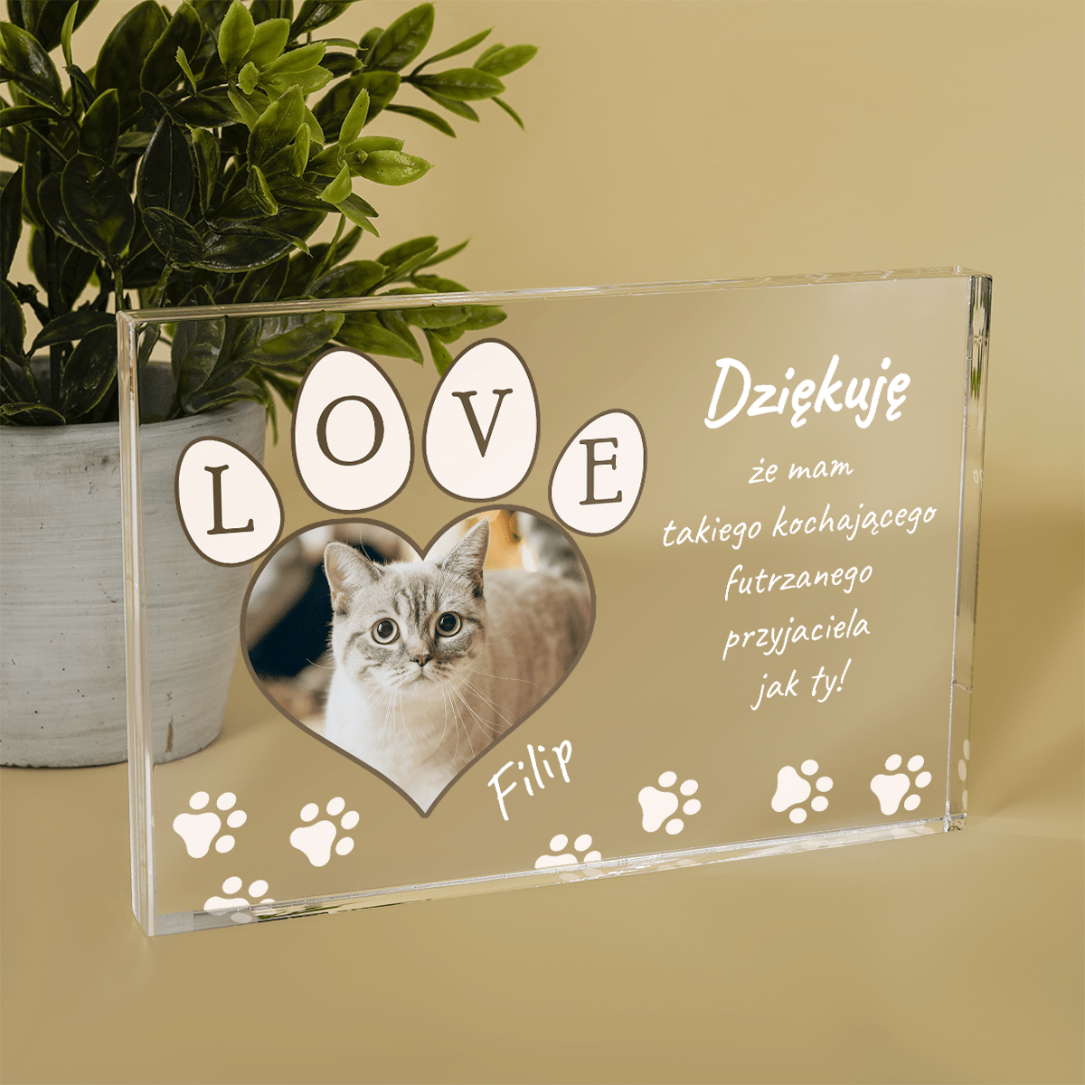 Futrzasty przyjaciel - Druk na szkle, spersonalizowany prezent dla miłośników kotów - Adamell.pl