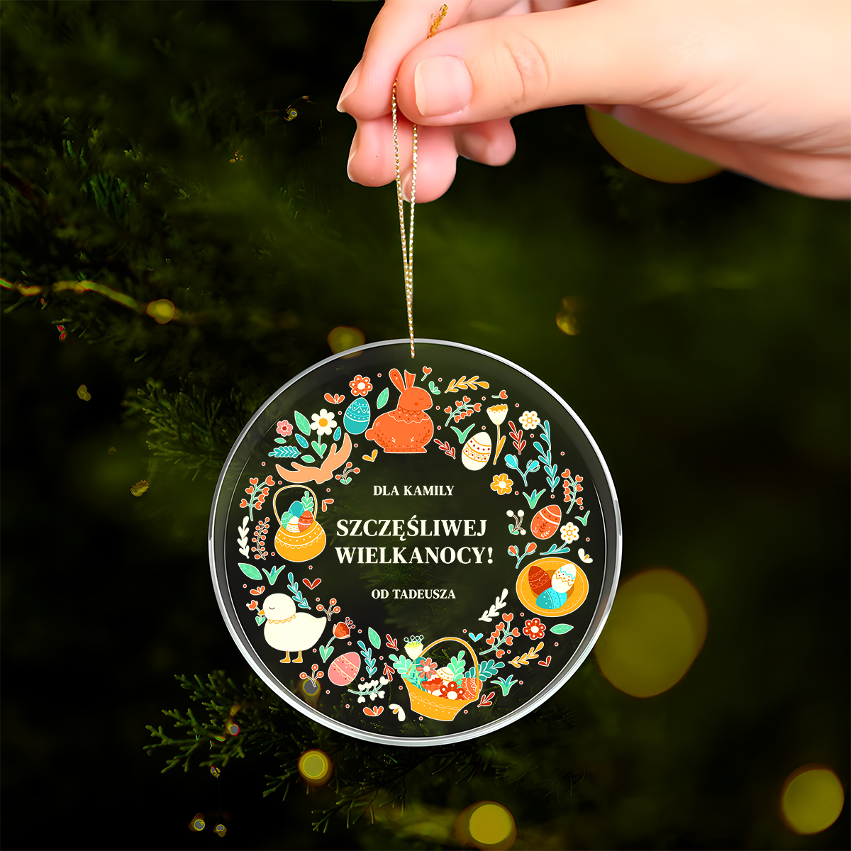 Kolorowa Wielkanoc - zawieszka akrylowa spersonalizowany prezent dla niej