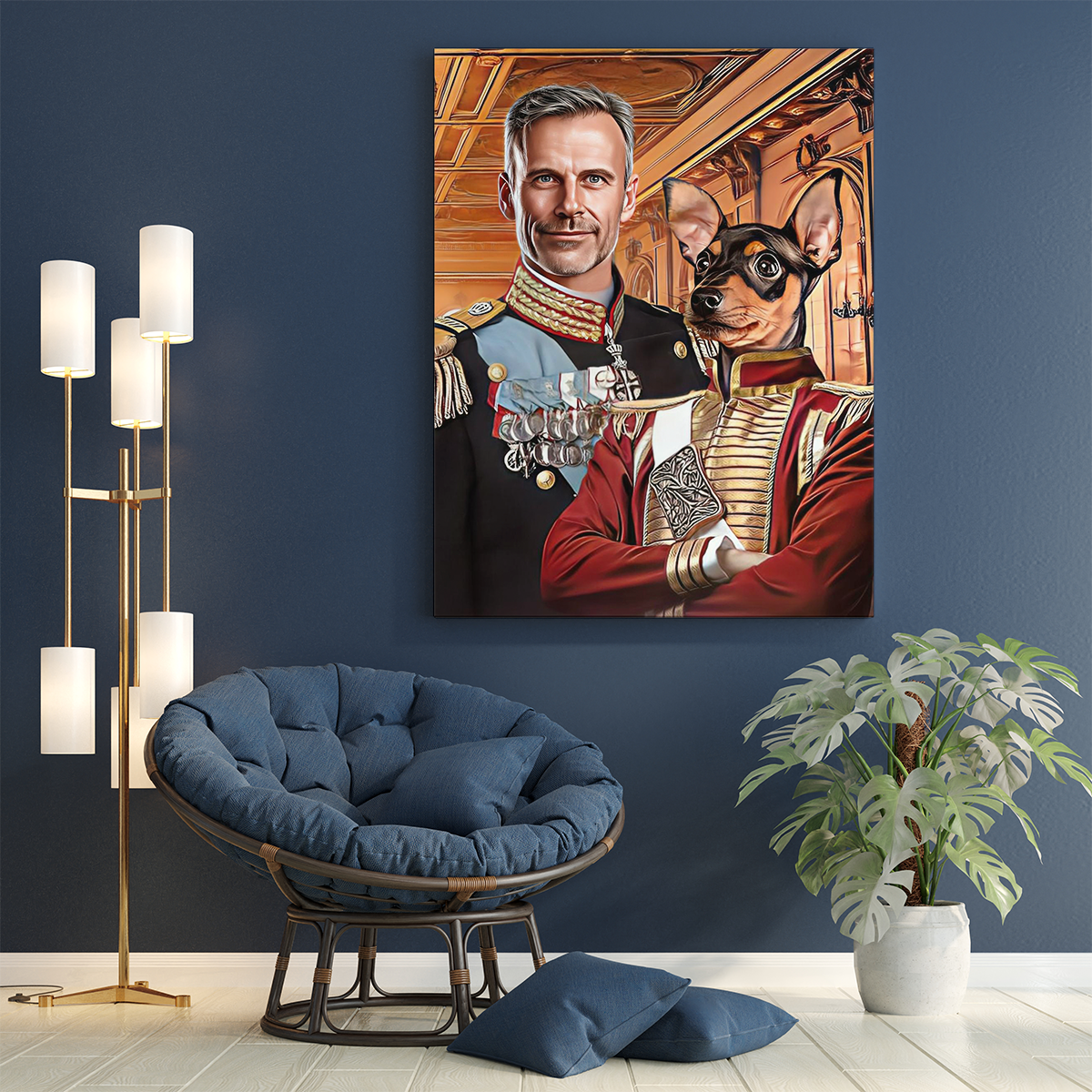 Królewski portret z pupilem - druk na płótnie, spersonalizowany prezent dla niego