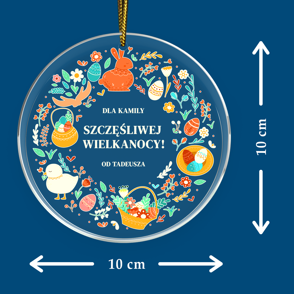 Kolorowa Wielkanoc - zawieszka akrylowa spersonalizowany prezent dla niej