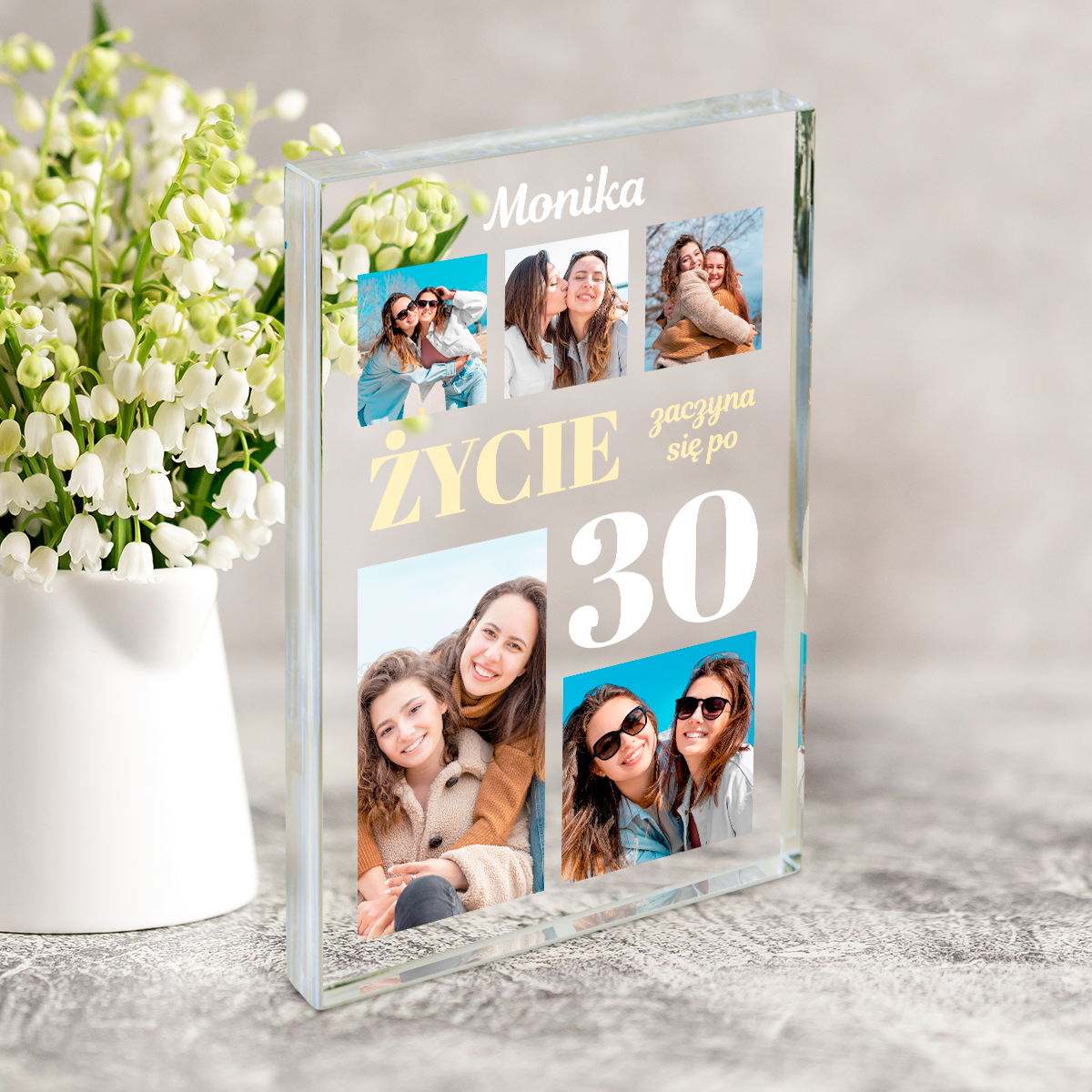 Życie zaczyna po się po 30 - Druk na szkle, spersonalizowany prezent na urodziny