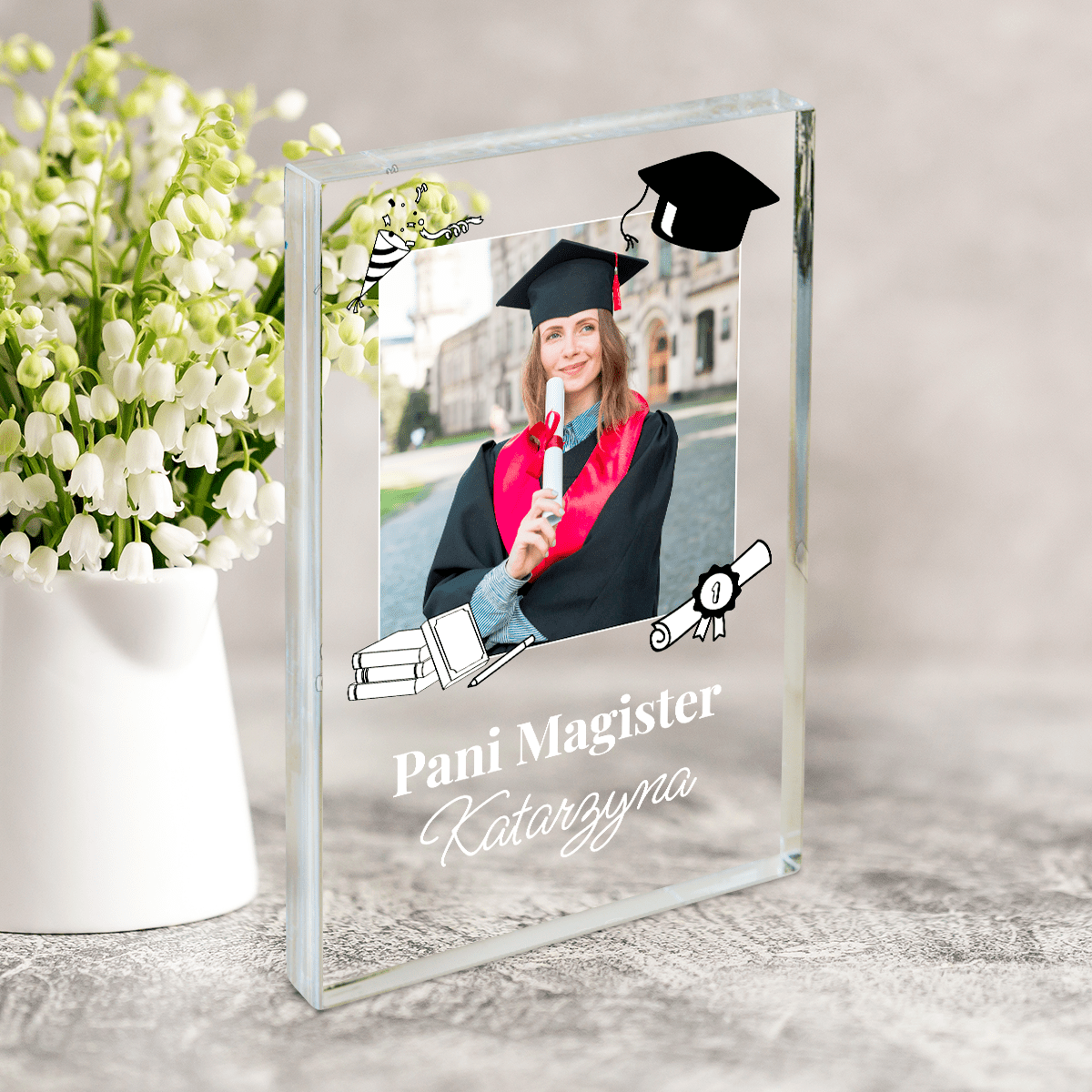 Gratulacje dla absolwenta - Druk na szkle, spersonalizowany prezent dla absolwenta - Adamell.pl