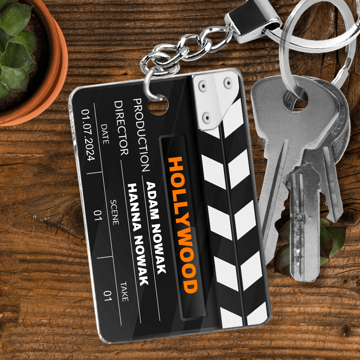 Hollywood - brelok do kluczy, spersonalizowany prezent dla fana filmów - Adamell.pl