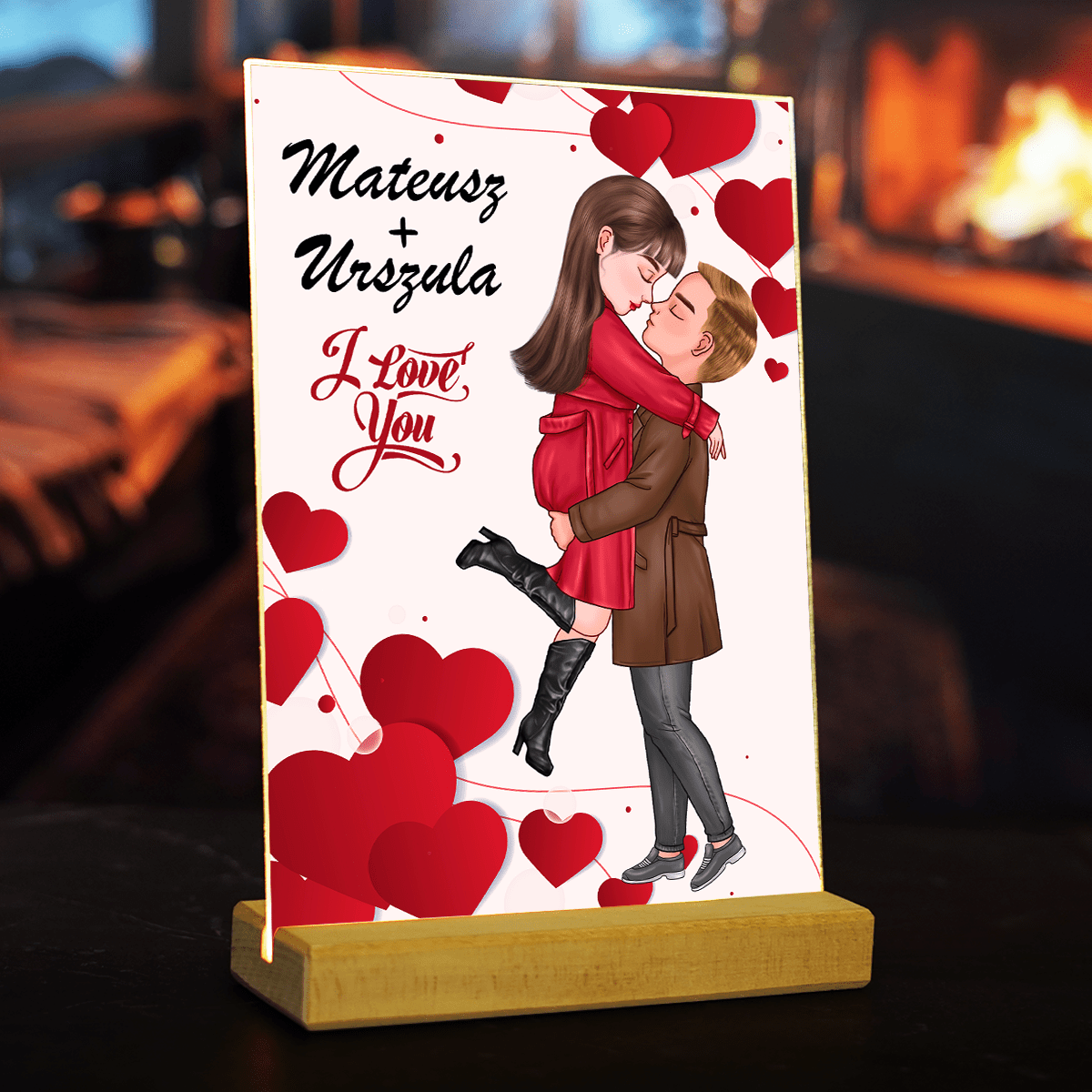 I love you Clipart - Druk na szkle, spersonalizowany prezent dla niego - Adamell.pl