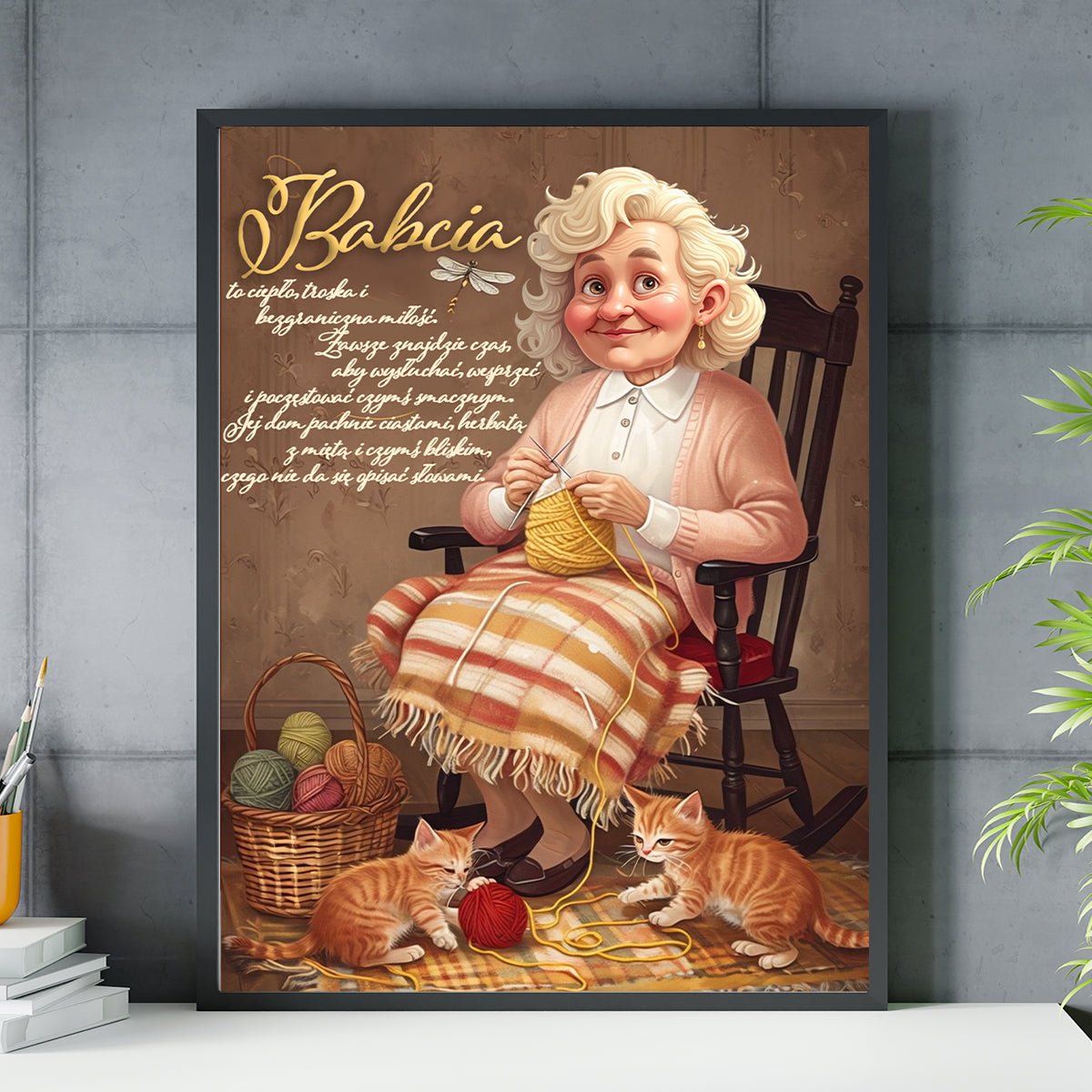 Ilustracja dla babci + tekst - plakat, spersonalizowany prezent dla babci - Adamell.pl