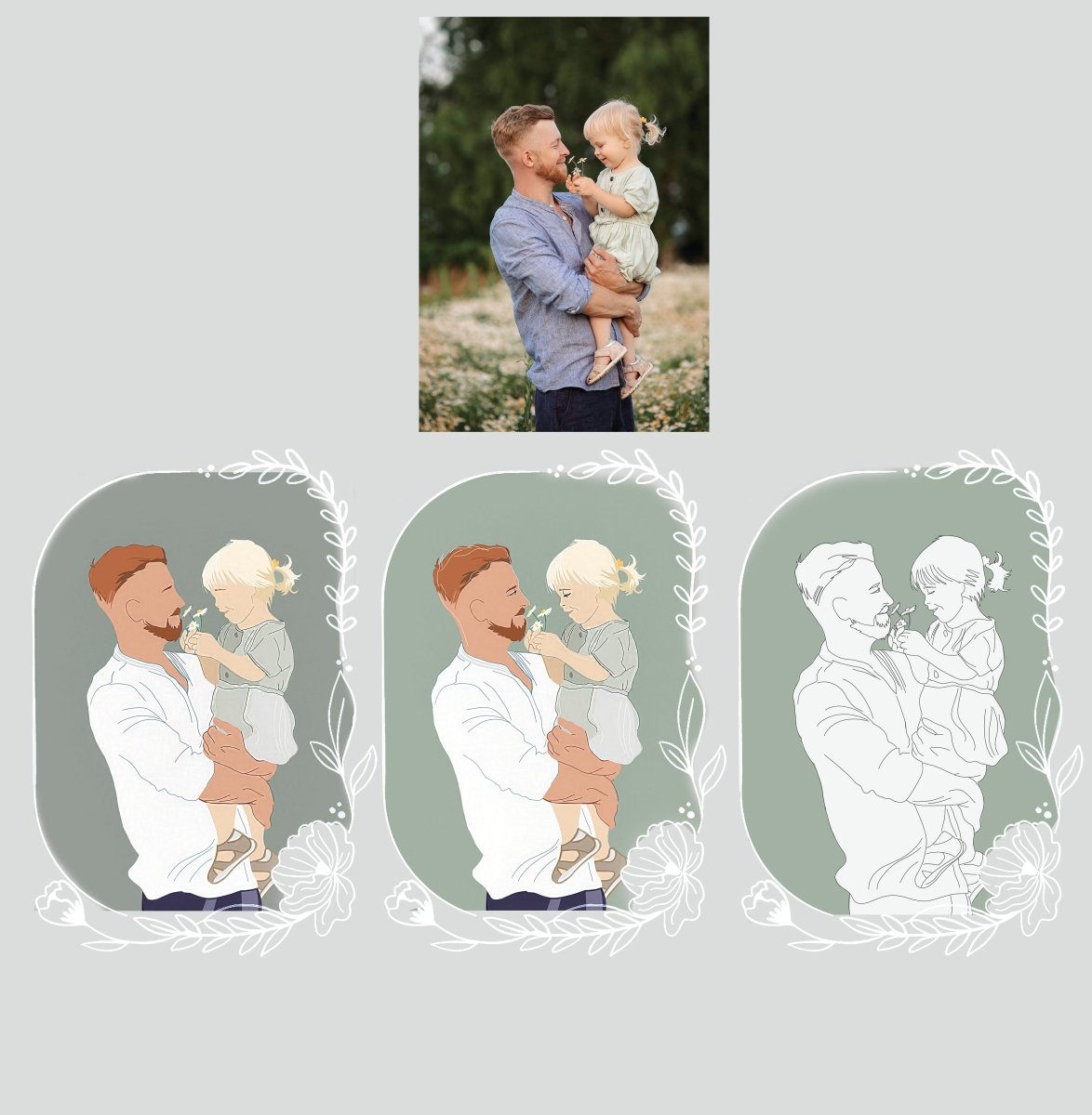 Ilustracja tata i dziecko - plakat, spersonalizowany prezent dla taty - Adamell.pl