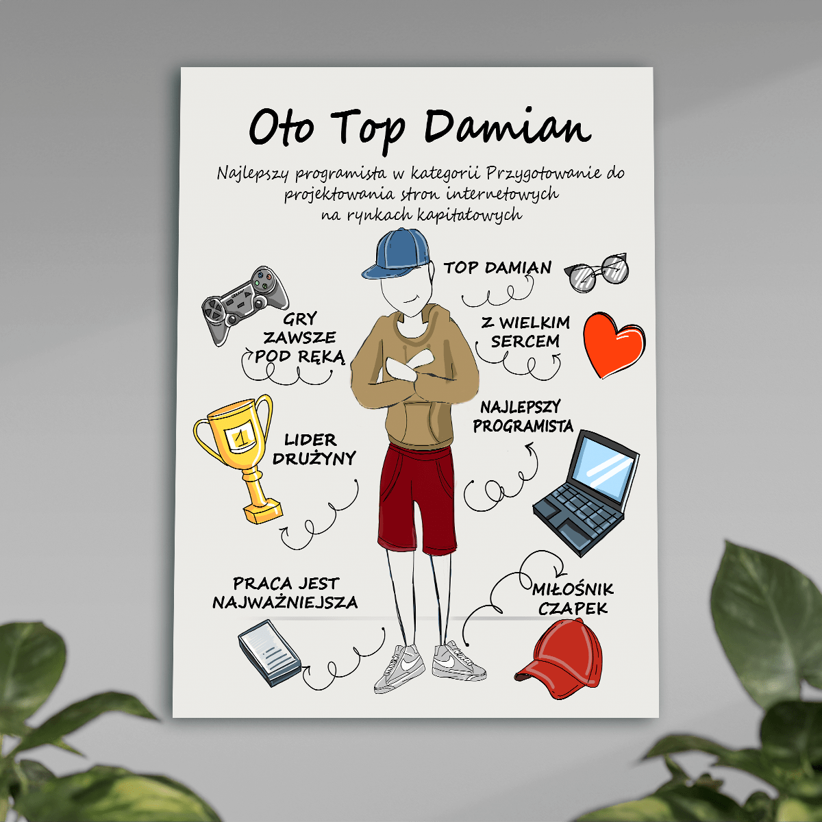 Jesteś TOP - plakat, spersonalizowany prezent dla niego - Adamell.pl