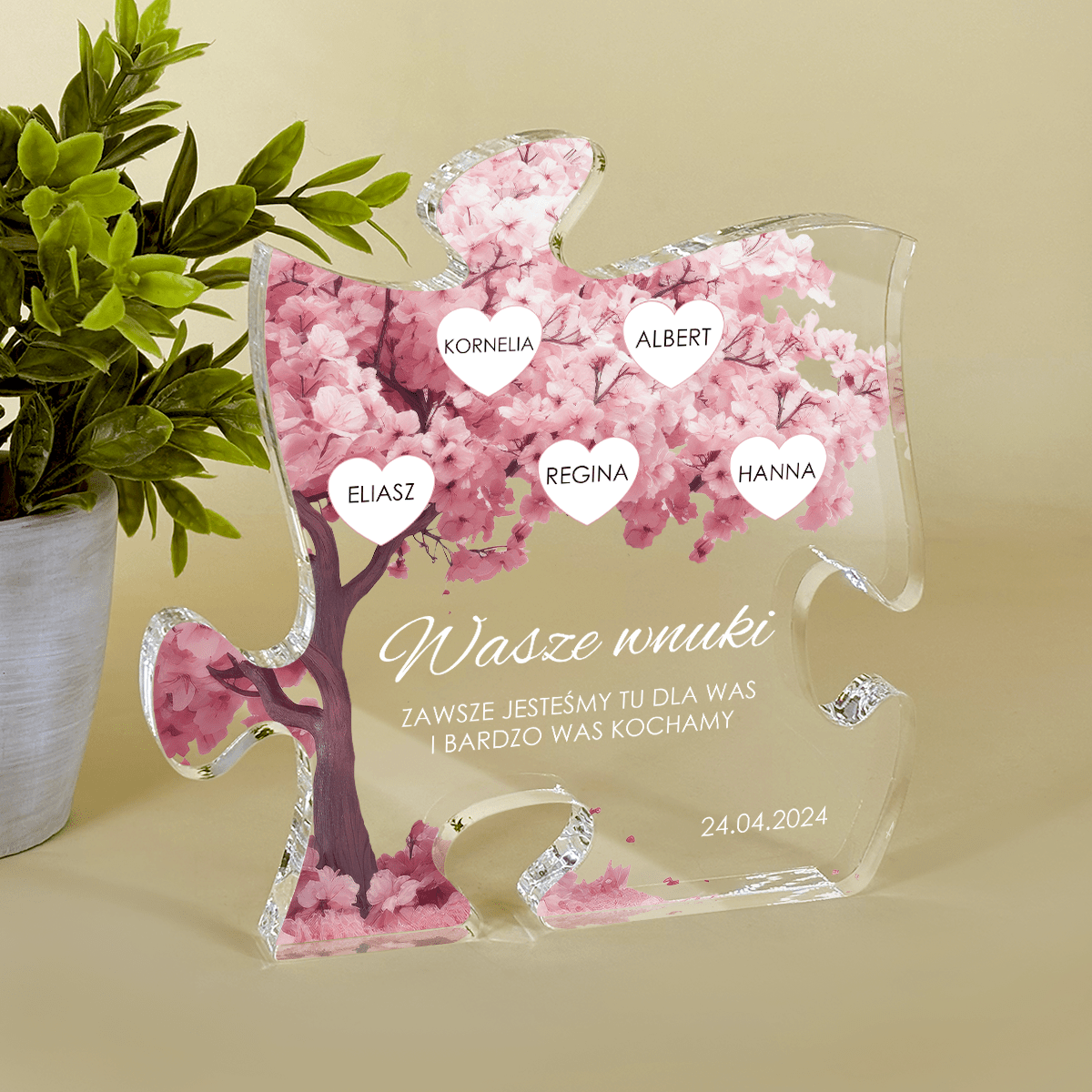 Jesteśmy tu dla Was - Druk na szkle - puzzel, spersonalizowany prezent dla dziadków - Adamell.pl