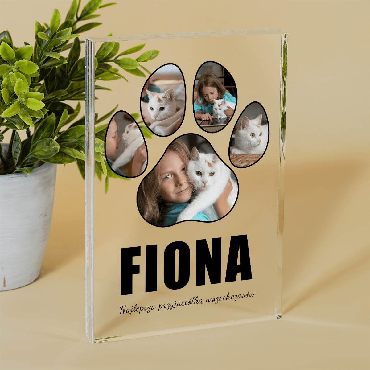 Kocia łapka - Druk na szkle, spersonalizowany prezent - Adamell.pl