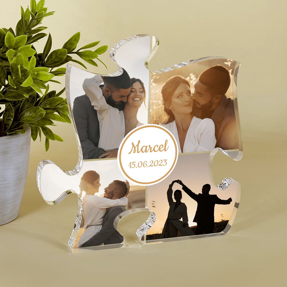 Kolaż 4 zdjęć z chłopakiem - Druk na szkle - puzzel, spersonalizowany prezent dla niego - Adamell.pl