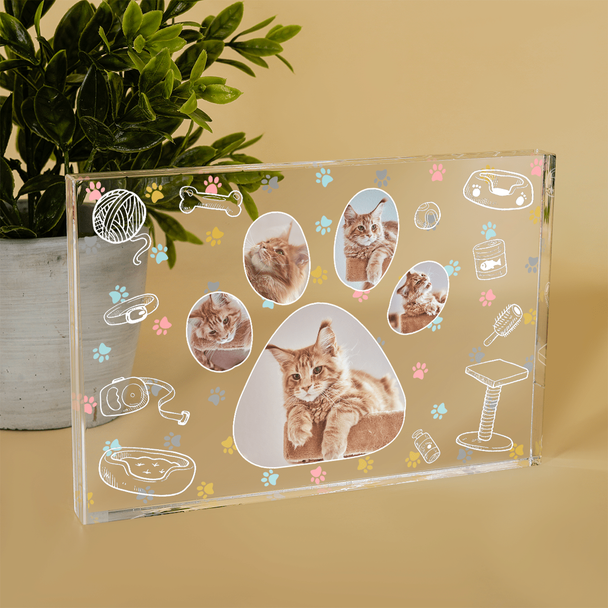 Kolaż kocia łapka - Druk na szkle, spersonalizowany prezent - Adamell.pl