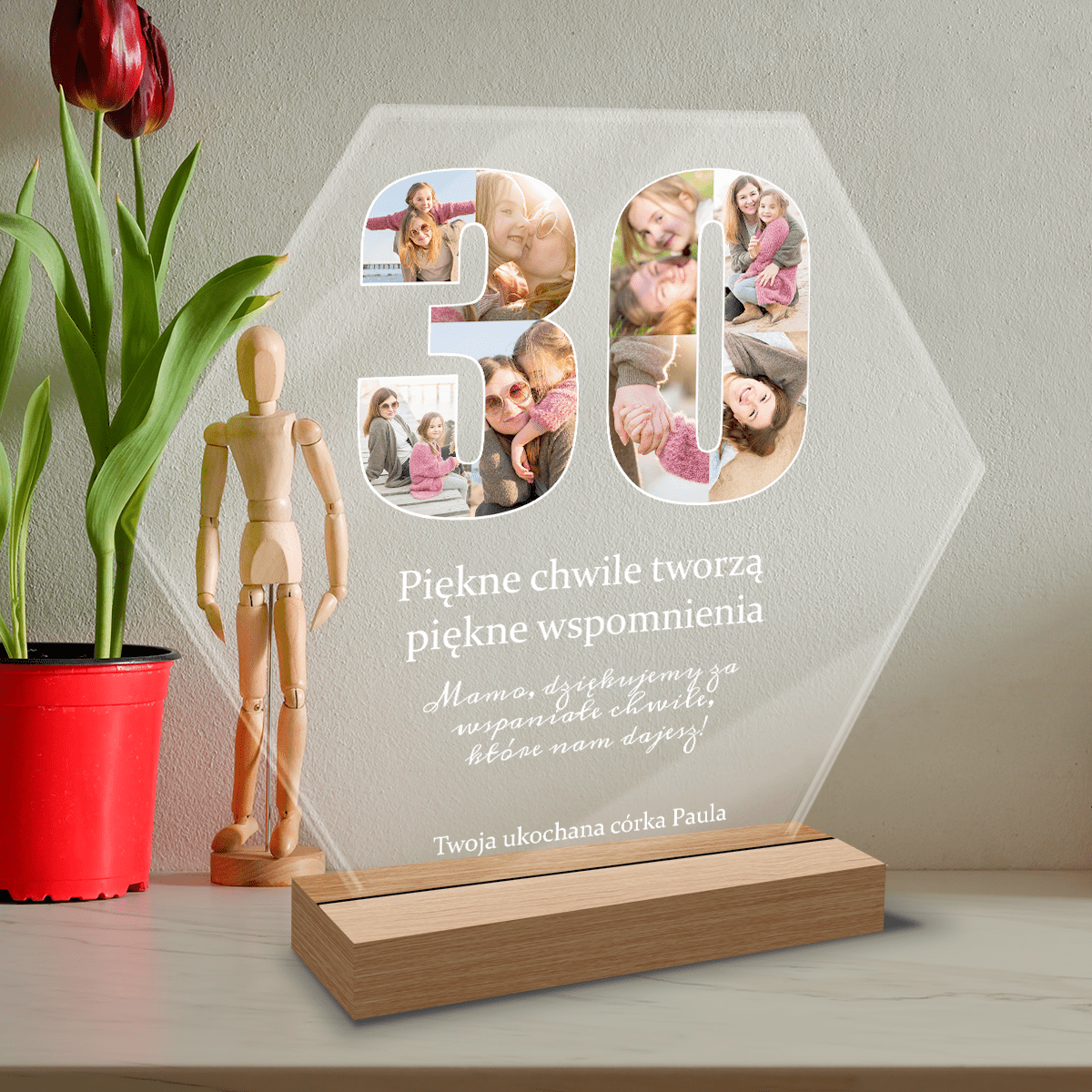 Kolaż na trzydziestkę - Druk na szkle, spersonalizowany prezent dla mamy - Adamell.pl