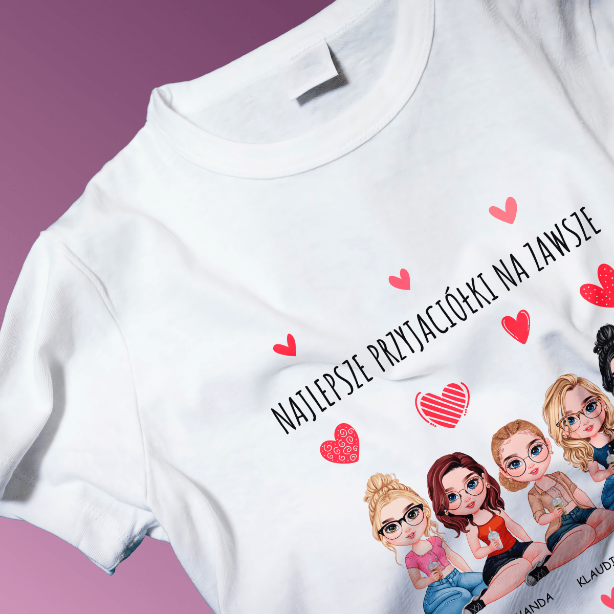 Koszulka damska z nadrukiem DRUŻYNA PRZYJACIÓŁEK - spersonalizowany prezent dla przyjaciółki - Adamell.pl