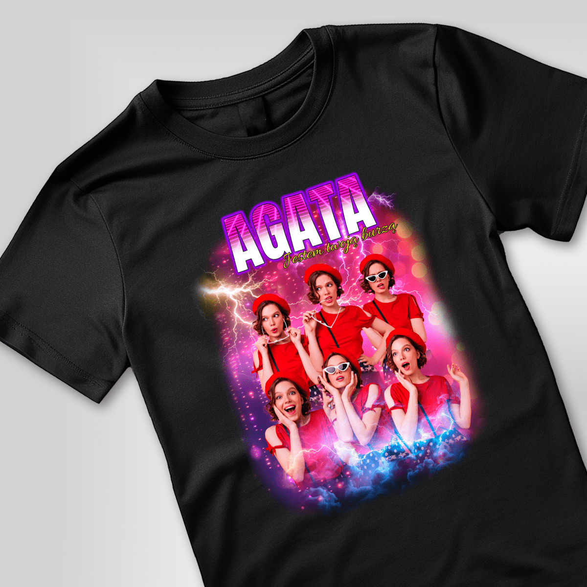 Koszulka męska z nadrukiem BURZA - spersonalizowany prezent dla niego - Adamell.pl