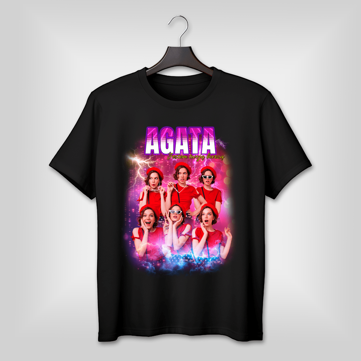 Koszulka męska z nadrukiem BURZA - spersonalizowany prezent dla niego - Adamell.pl