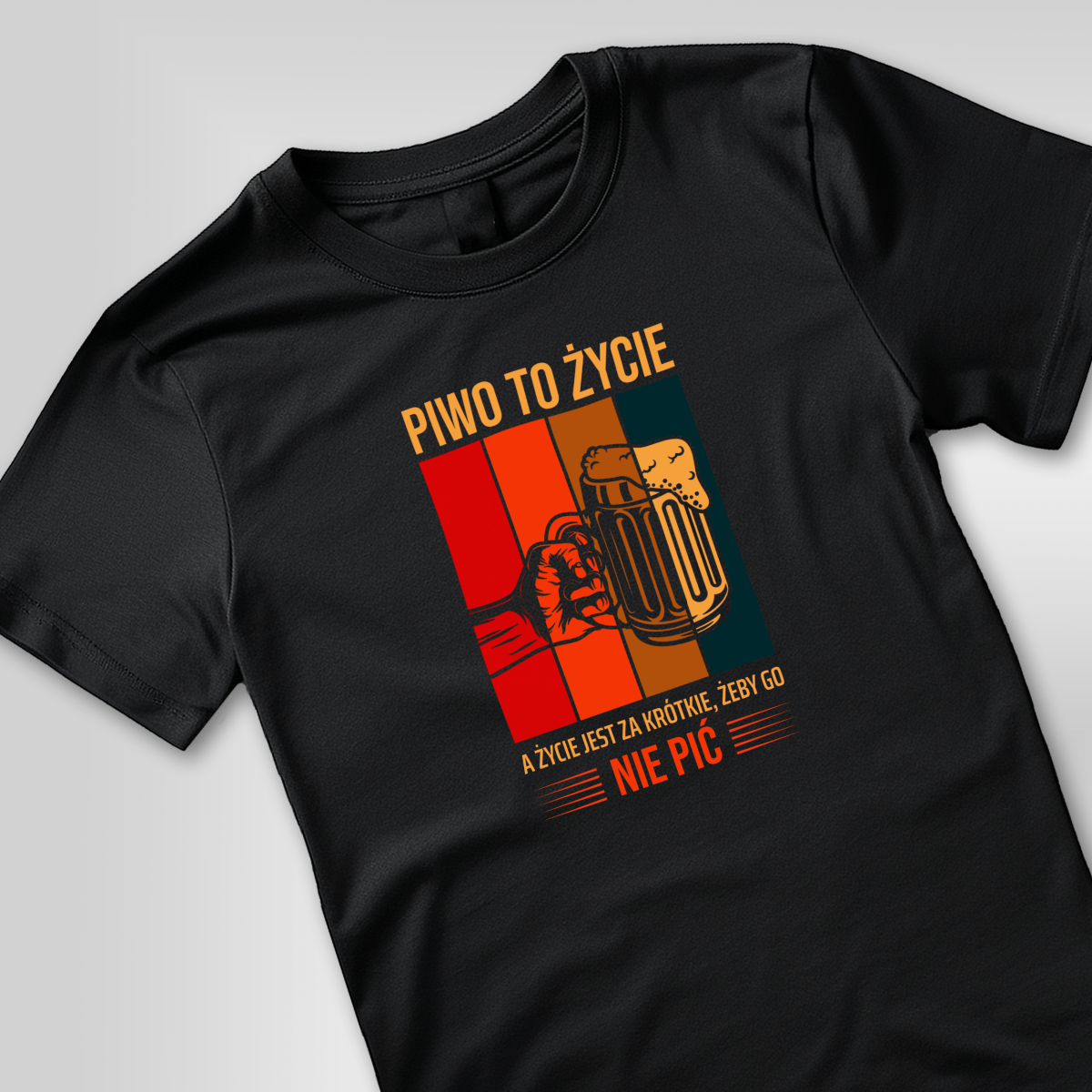 Koszulka męska z nadrukiem PIWO TO ŻYCIE - prezent dla mężczyzny - Adamell.pl