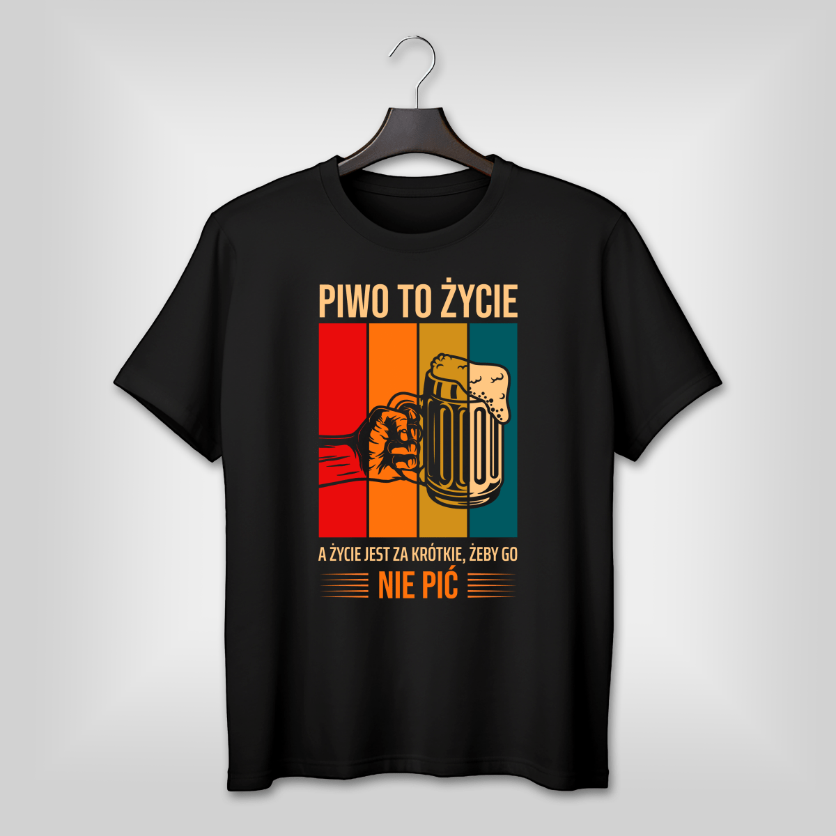 Koszulka męska z nadrukiem PIWO TO ŻYCIE - prezent dla mężczyzny - Adamell.pl