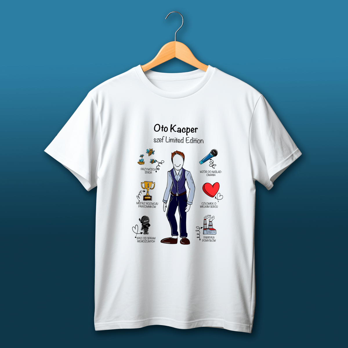 Koszulka męska z nadrukiem SZEF EDYCJA LIMITOWANA - spersonalizowany prezent dla szefa - Adamell.pl