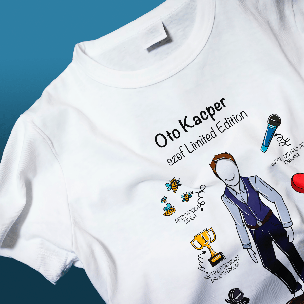 Koszulka męska z nadrukiem SZEF EDYCJA LIMITOWANA - spersonalizowany prezent dla szefa - Adamell.pl