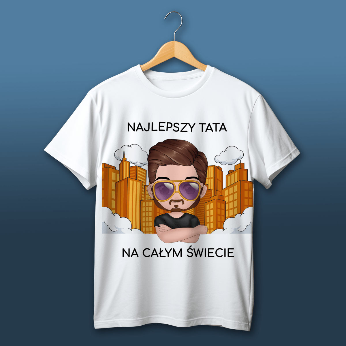 Koszulka męska z nadrukiem TATA NAJLEPSZY NA ŚWIECIE - spersonalizowany prezent dla taty - Adamell.pl