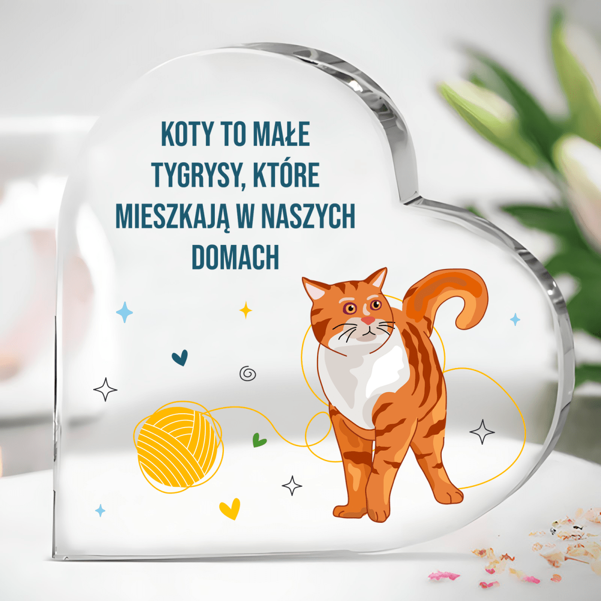Kot jak tygrys - Szklane serce, spersonalizowany prezent - Adamell.pl