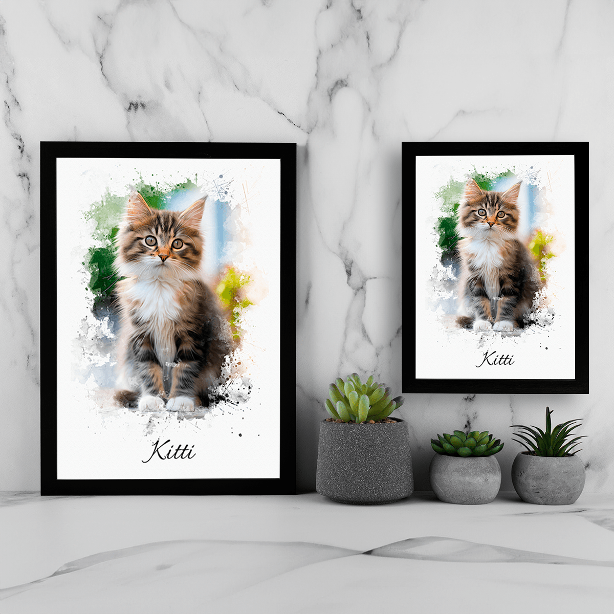 Kot z efektem akwareli - Druk na szkle, spersonalizowany prezent - Adamell.pl