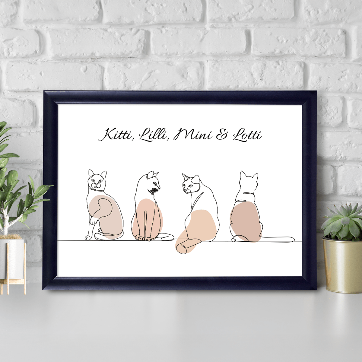 Koty grafika + imiona - Druk na szkle, spersonalizowany prezent dla miłośnika kotów - Adamell.pl