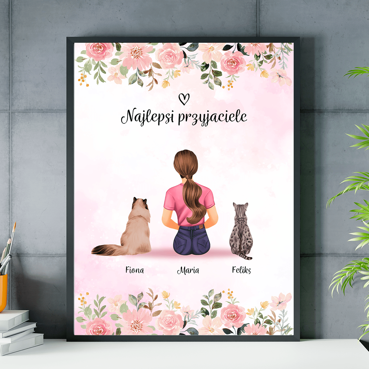Koty jak najlepsi przyjaciele - plakat, spersonalizowany prezent dla właściciela kota - Adamell.pl